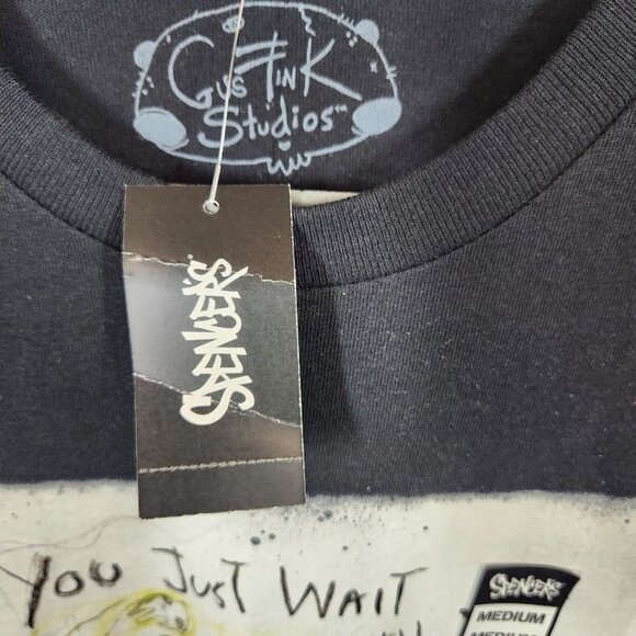 NWT Gus Fink Studios You Just Wait‎ T-shirt in Black - Size Medium - Picture 5 of 7